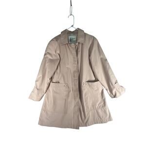 Vintage Women's London Fog Coat Dusty Pink with shoulder Pads Size: 14 Petite